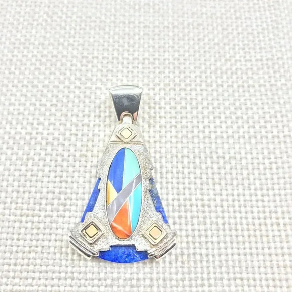 Sincerely Southwest Sterling Silver 925 Mosaic Pendant - Picture 7 of 11
